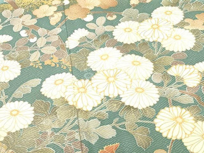 平和屋着物●訪問着　駒刺繍　草花　金彩　正絹　逸品　DABH0133op