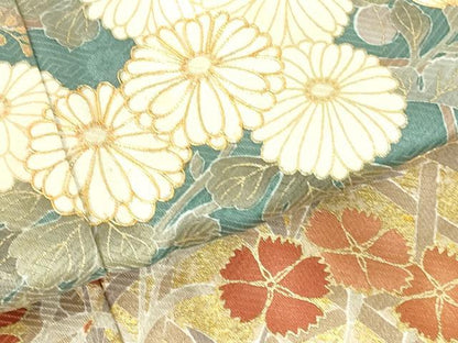 平和屋着物●訪問着　駒刺繍　草花　金彩　正絹　逸品　DABH0133op