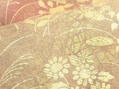 平和屋着物●訪問着　刺繍　道長草花文　暈し染め　金彩　正絹　逸品　DABH0134op