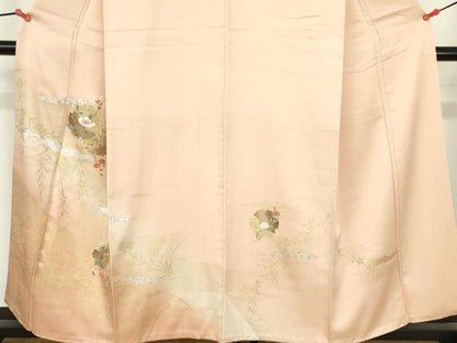 平和屋着物●訪問着　雪輪花文　枝梅　暈し染め　金銀彩　正絹　逸品　DABH0135op