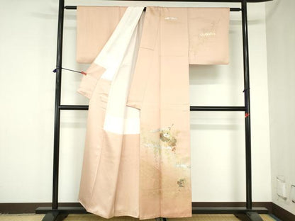 平和屋着物●訪問着　雪輪花文　枝梅　暈し染め　金銀彩　正絹　逸品　DABH0135op