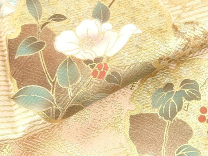 平和屋着物●訪問着　雪輪花文　枝梅　暈し染め　金銀彩　正絹　逸品　DABH0135op