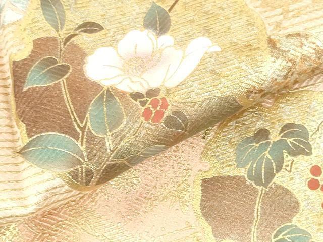 平和屋着物●訪問着　雪輪花文　枝梅　暈し染め　金銀彩　正絹　逸品　DABH0135op