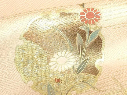 平和屋着物●訪問着　雪輪花文　枝梅　暈し染め　金銀彩　正絹　逸品　DABH0135op