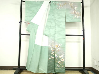 平和屋着物●訪問着　更紗花文　暈し染め　金彩　正絹　逸品　DABH0137op
