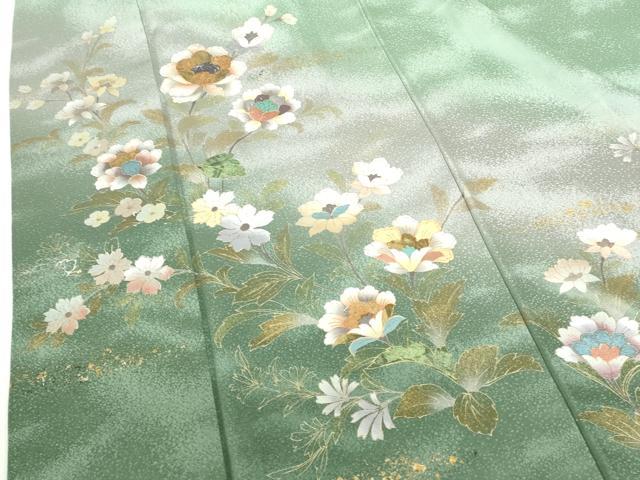 平和屋着物●訪問着　更紗花文　暈し染め　金彩　正絹　逸品　DABH0137op