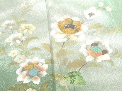 平和屋着物●訪問着　更紗花文　暈し染め　金彩　正絹　逸品　DABH0137op