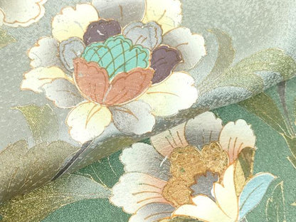 平和屋着物●訪問着　更紗花文　暈し染め　金彩　正絹　逸品　DABH0137op