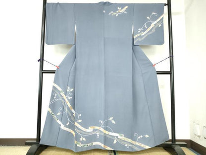 平和屋着物●訪問着　刺繍　鬘帯花文　金彩　正絹　逸品　DABH0138op