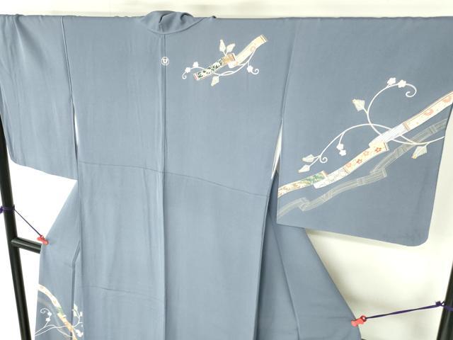 平和屋着物●訪問着　刺繍　鬘帯花文　金彩　正絹　逸品　DABH0138op