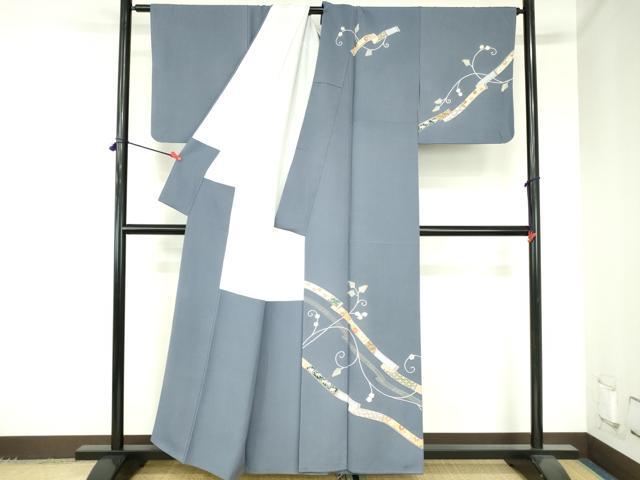 平和屋着物●訪問着　刺繍　鬘帯花文　金彩　正絹　逸品　DABH0138op