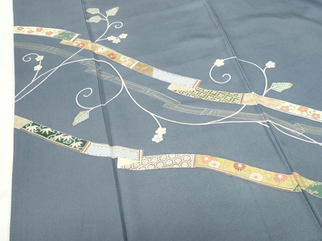 平和屋着物●訪問着　刺繍　鬘帯花文　金彩　正絹　逸品　DABH0138op