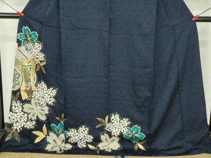平和屋着物●訪問着　御所車桜文　金彩　やまと誂製　ロング丈　正絹　逸品　DABH0139op