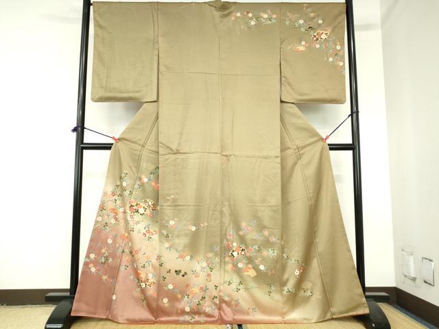平和屋着物●訪問着　地紙花文　暈し染め　金彩　正絹　逸品　DABH0140op
