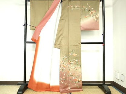 平和屋着物●訪問着　地紙花文　暈し染め　金彩　正絹　逸品　DABH0140op