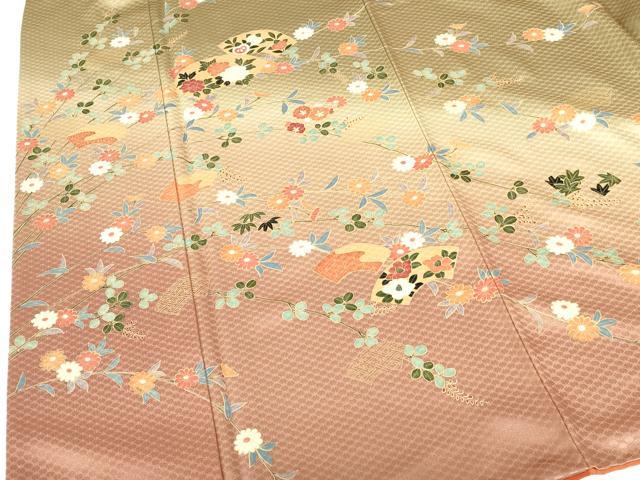 平和屋着物●訪問着　地紙花文　暈し染め　金彩　正絹　逸品　DABH0140op