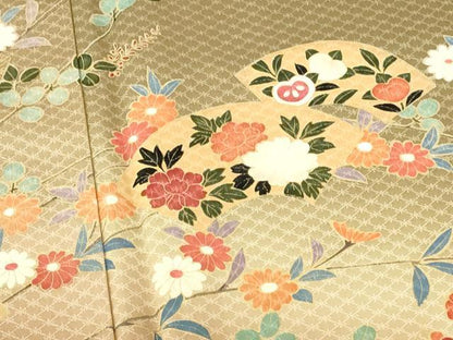 平和屋着物●訪問着　地紙花文　暈し染め　金彩　正絹　逸品　DABH0140op