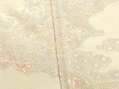平和屋着物●中国三大刺繍　スワトウ刺繍　汕頭刺繍　総刺繍　訪問着　蜀江花文　正絹　逸品　DABH0141op
