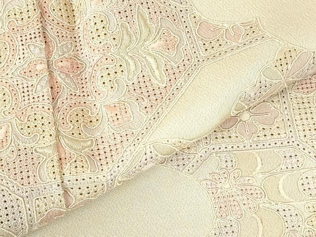 平和屋着物●中国三大刺繍　スワトウ刺繍　汕頭刺繍　総刺繍　訪問着　蜀江花文　正絹　逸品　DABH0141op