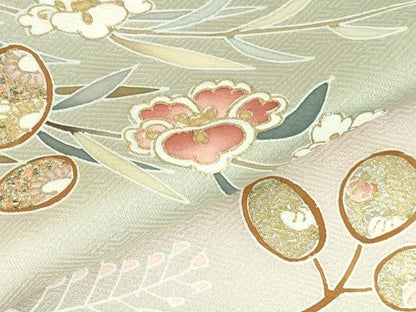 平和屋着物●訪問着　草花　暈し染め　金彩　鈴乃屋扱い　正絹　逸品　DABH0146op