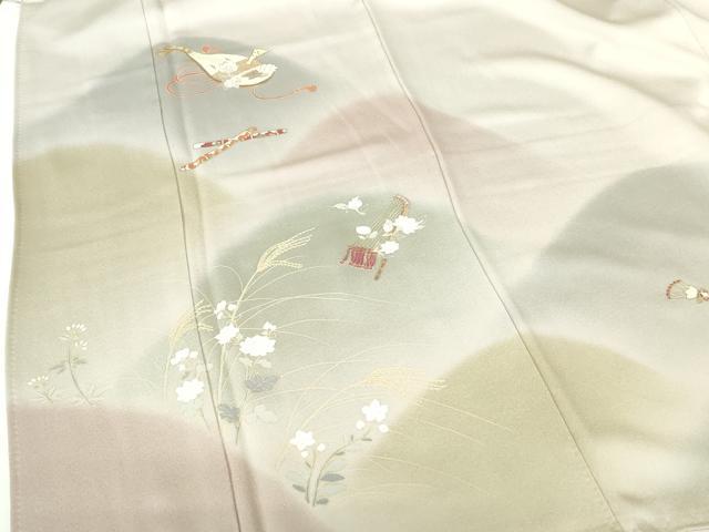 平和屋着物●豪華色留袖　駒刺繍　楽器花文　暈し染め　金彩　正絹　逸品　DABH0147op