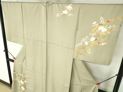平和屋着物●訪問着　鬘帯花文　金彩　正絹　逸品　DABH0148op