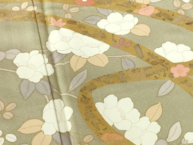 平和屋着物●訪問着　鬘帯花文　金彩　正絹　逸品　DABH0148op