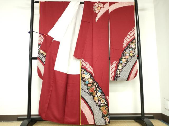 平和屋着物●ブライダルファッションデザイナー・桂由美　振袖　駒刺繍　絞り　亀甲花文　金彩　正絹　逸品　DABH0149op