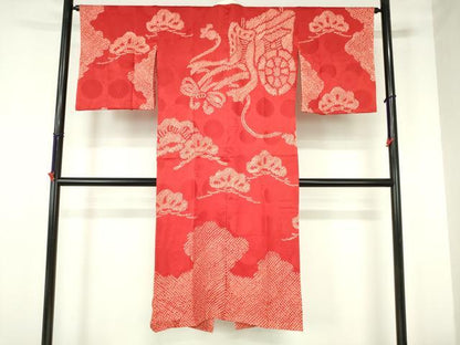 平和屋着物●長襦袢　袷　総絞り　御所車松文　正絹　逸品　DABH0153op