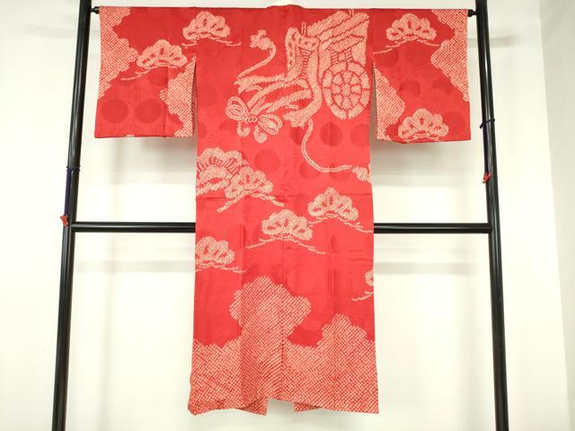 平和屋着物●長襦袢　袷　総絞り　御所車松文　正絹　逸品　DABH0153op