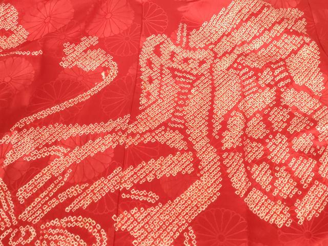 平和屋着物●長襦袢　袷　総絞り　御所車松文　正絹　逸品　DABH0153op