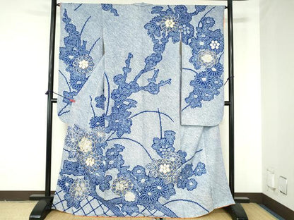 平和屋着物●豪華振袖　駒刺繍　総絞り　籬菊文　正絹　逸品　DABH0157op