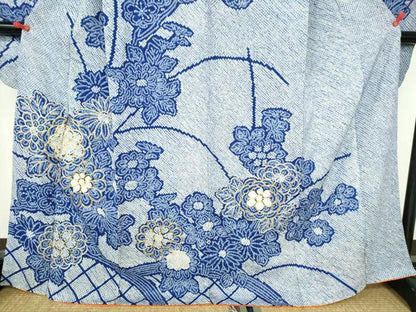 平和屋着物●豪華振袖　駒刺繍　総絞り　籬菊文　正絹　逸品　DABH0157op