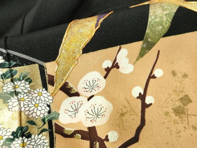 平和屋着物●世界的ファッションデザイナー　山本寛斎　kansaiブランド　黒留袖　駒刺繍　群鶴流水琳派図　金彩　正絹　逸品　DABH0158op