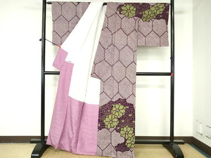 平和屋着物●訪問着　総絞り　亀甲菊文　正絹　逸品　DABH0159op