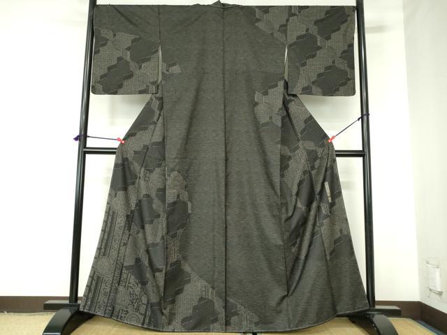 平和屋着物●二代目 川村久太郎　本場縞大島紬　訪問着　抽象花文　正絹　逸品　未使用　DABH0160op