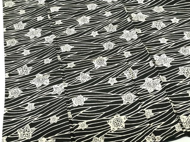 平和屋着物●上質な小紋　型染　舞花　黒地　正絹　逸品　DABH0163op