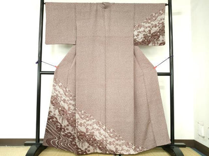 平和屋着物●訪問着　枝梅　流水花文　正絹　逸品　DABH0165op