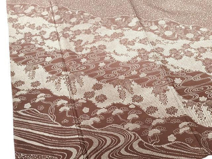 平和屋着物●訪問着　枝梅　流水花文　正絹　逸品　DABH0165op