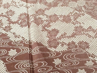 平和屋着物●訪問着　枝梅　流水花文　正絹　逸品　DABH0165op