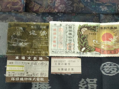 平和屋着物●都喜ヱ門　本場大島紬　9マルキ　泥染　王家の秘宝　藤絹織物謹製　証紙付き　正絹　逸品　未使用　DABH0166op
