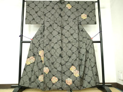 平和屋着物●本場大島紬　訪問着　9マルキ　雪輪花文　正絹　逸品　DABH0168op