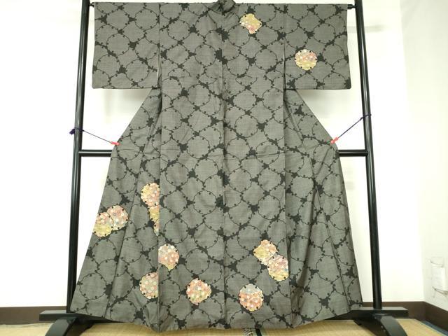平和屋着物●本場大島紬　訪問着　9マルキ　雪輪花文　正絹　逸品　DABH0168op