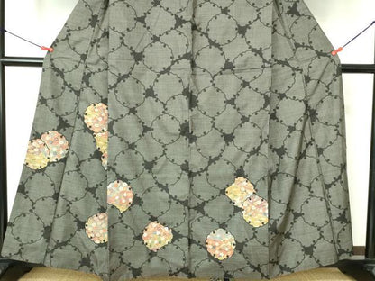 平和屋着物●本場大島紬　訪問着　9マルキ　雪輪花文　正絹　逸品　DABH0168op