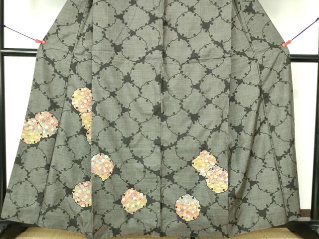 平和屋着物●本場大島紬　訪問着　9マルキ　雪輪花文　正絹　逸品　DABH0168op