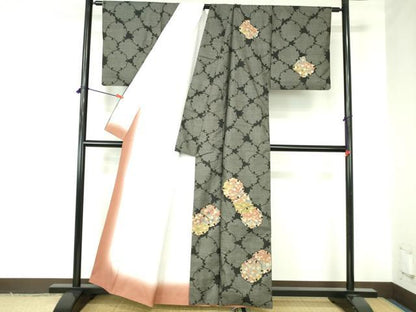 平和屋着物●本場大島紬　訪問着　9マルキ　雪輪花文　正絹　逸品　DABH0168op