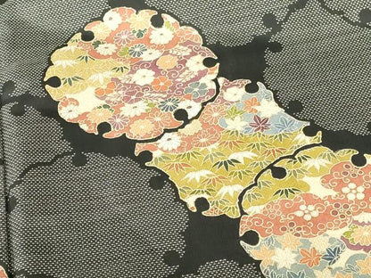 平和屋着物●本場大島紬　訪問着　9マルキ　雪輪花文　正絹　逸品　DABH0168op