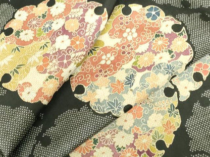 平和屋着物●本場大島紬　訪問着　9マルキ　雪輪花文　正絹　逸品　DABH0168op