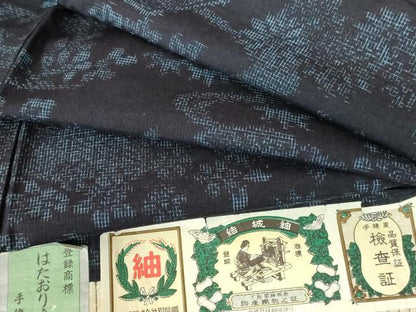 平和屋着物●結城紬　奥順　はたおり娘　風景花文　証紙付き　正絹　逸品　未使用　DABH0171op
