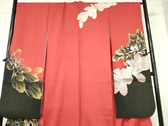 平和屋着物●豪華振袖　牡丹　暈し染め　金彩　金通し地　正絹　逸品　DABH0172op